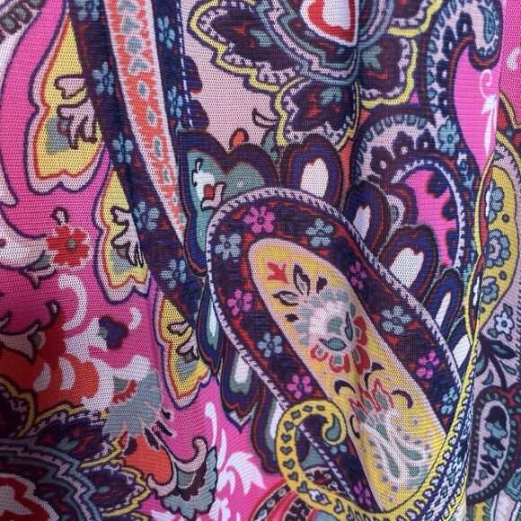 Leslie Fay Sleeveless Smocked Shift Dress Women's Sz 14 Paisley Floral Boho - Picture 15 of 16